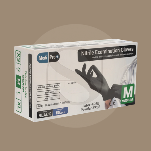 Black Nitrile Examination Gloves Size Medium Box Of 100